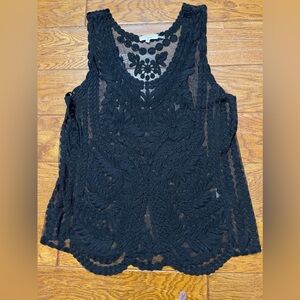 CAPRI Embroidered Mesh Lace Top Medium Blouse Witchy WhimsyGoth Wednesday Adams